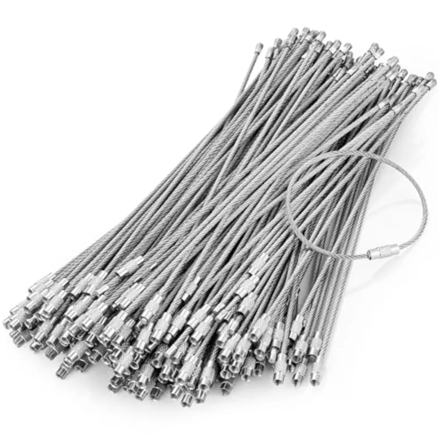 Wire Keychain Cable - 200 PK, 6.7"/ 17cm - Bulk Multipack 2mm Thick Stainless Steel Keyring Wire Loops - Secure Screw Lock for
Wire Keychain Cable - 200 PK, 6.7"/ 17cm - Bulk Multipack 2mm Thick Stainless Steel Keyring Wire Loops - Secure Screw Lock for