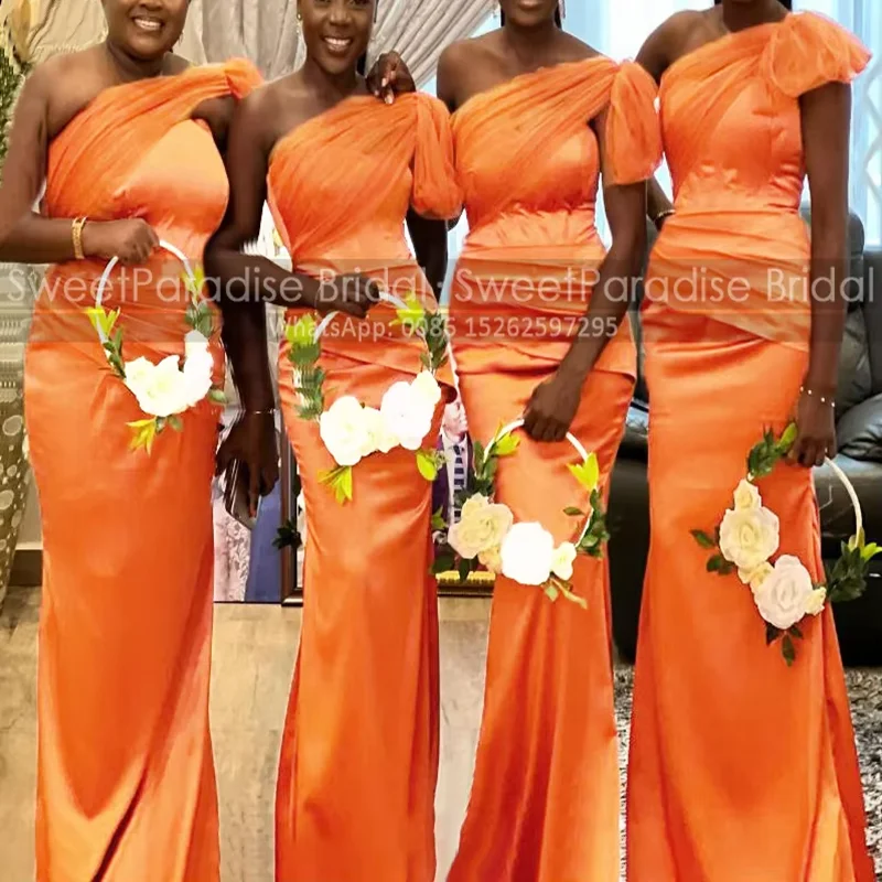 Orange Long Mermaid Bridesmaid Dresses Customized One Shoulder Plus Size Women Sleeveless Trumpet Wedding Guest Dress Party
Orange Long Mermaid Bridesmaid Dresses Customized One Shoulder Plus Size Women Sleeveless Trumpet Wedding Guest Dress Party