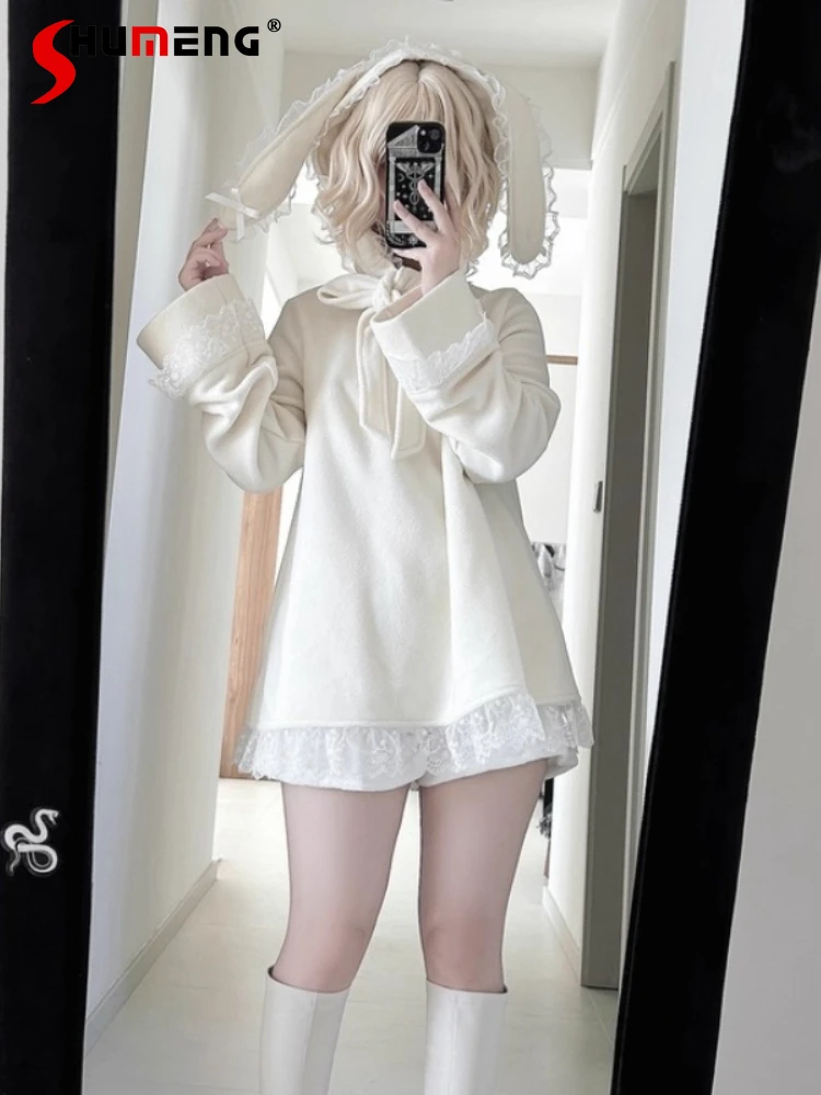 Original Japanese Mines Style Subculture Detachable Habbit Ear Hooded Lace Spliced Loose Versatile Long Sweatshirt Top for Women
Original Japanese Mines Style Subculture Detachable Habbit Ear Hooded Lace Spliced Loose Versatile Long Sweatshirt Top for Women