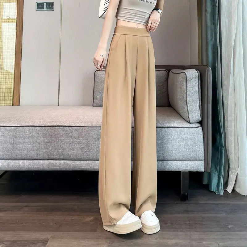 Fashion Elastic Spliced Pockets Straight Pants Female Clothing Autumn New Loose All-match Solid Color High Waist Pants
Fashion Elastic Spliced Pockets Straight Pants Female Clothing Autumn New Loose All-match Solid Color High Waist Pants
