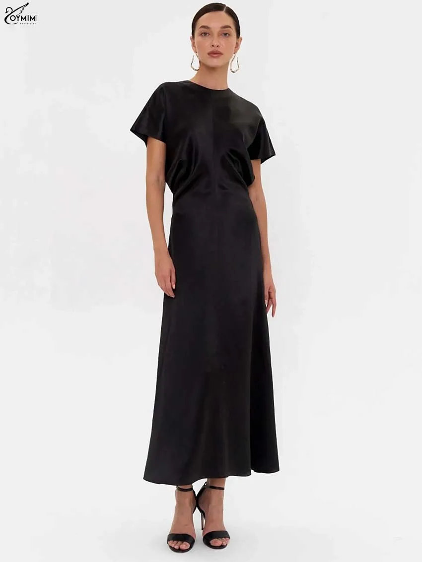 Oymimi Fashion Black O-Neck Dresses For Woman Elegant Short Sleeve Zipper Solid Dresses Autumn Loose Ankle-Length Dress Female
Oymimi Fashion Black O-Neck Dresses For Woman Elegant Short Sleeve Zipper Solid Dresses Autumn Loose Ankle-Length Dress Female