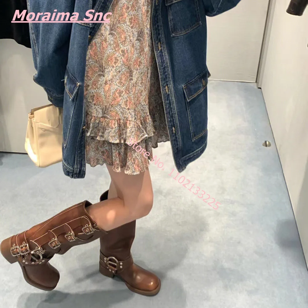 Winter New Women Knight Boots Leather High Heel Square Toe Dark Slip-On Belt Buckle Cool Platform PU Punk Shoes Block Heel 2024
Winter New Women Knight Boots Leather High Heel Square Toe Dark Slip-On Belt Buckle Cool Platform PU Punk Shoes Block Heel 2024