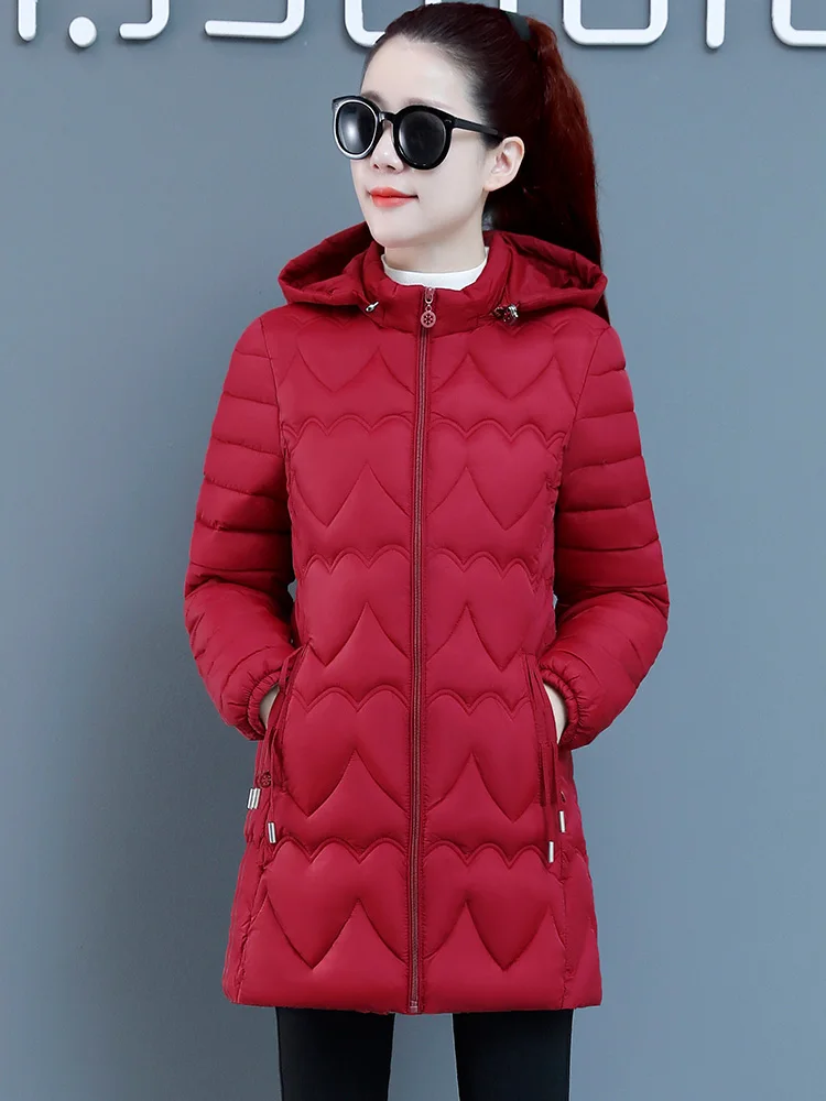 Faionable Mid-Length down Cotton Jaet Women's Winter Coat Slim Fit Sli Mom Coat Zipper Closure Detachable Hat Thiened
Faionable Mid-Length down Cotton Jaet Women's Winter Coat Slim Fit Sli Mom Coat Zipper Closure Detachable Hat Thiened