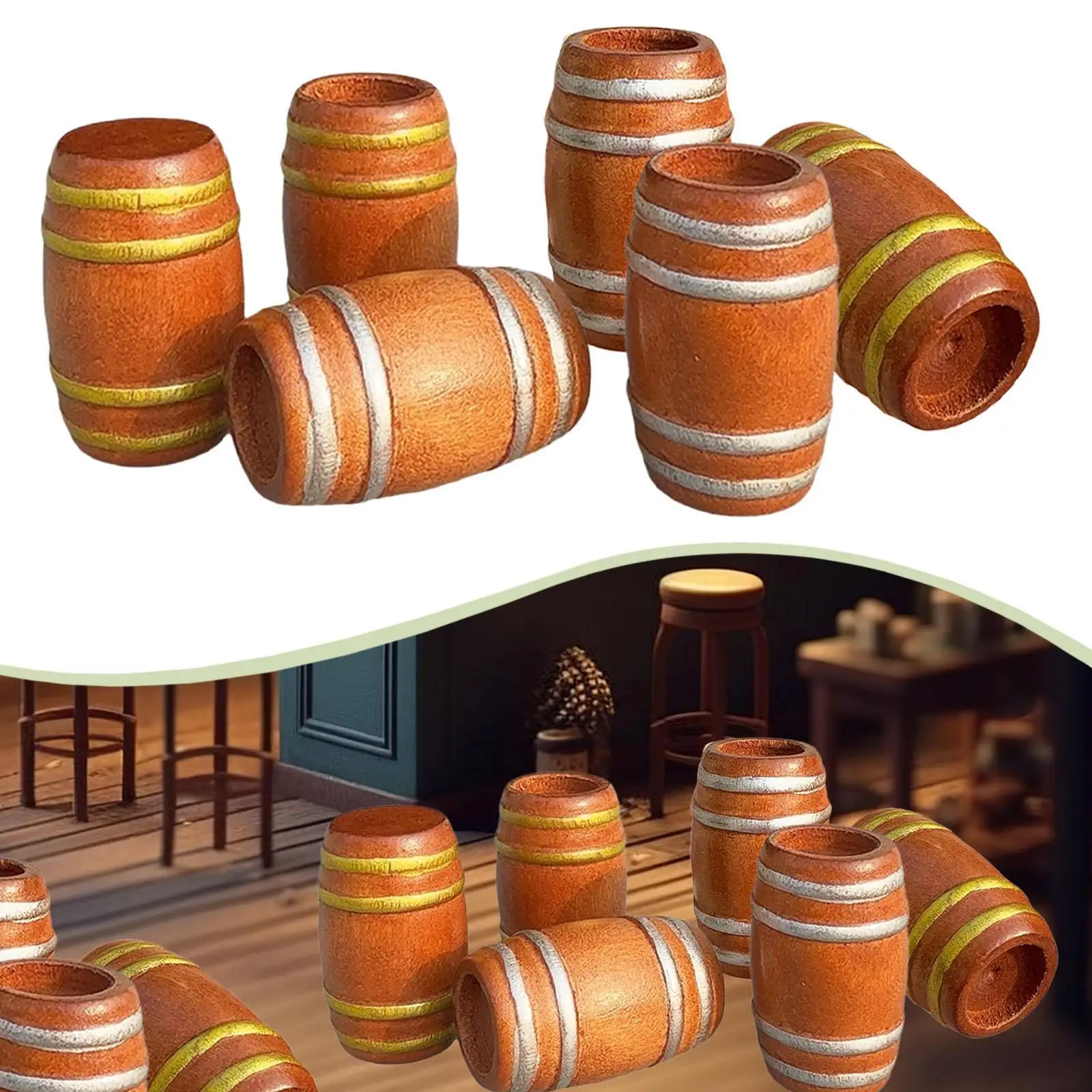 6x Miniature Wooden Beer Barrels Pickle Barrel Model Bar Scene Props Dollhouse Decoration
6x Miniature Wooden Beer Barrels Pickle Barrel Model Bar Scene Props Dollhouse Decoration