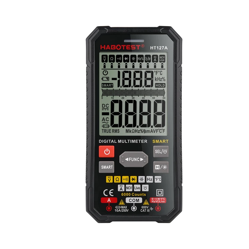 HABOTEST HT127A Digital Multimeter 6000 Counts Autorange Household Use 3-Digit Display Low Battery Indicator ABS Material