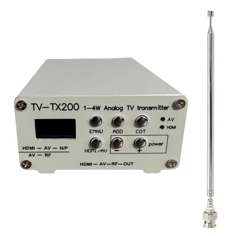 ABSQ-TV-TX200 Analog TV Transmitter VHF/UHF Support HD/AV Signal Input Analog Signal Transmitter With Telescopic Antenna
ABSQ-TV-TX200 Analog TV Transmitter VHF/UHF Support HD/AV Signal Input Analog Signal Transmitter With Telescopic Antenna