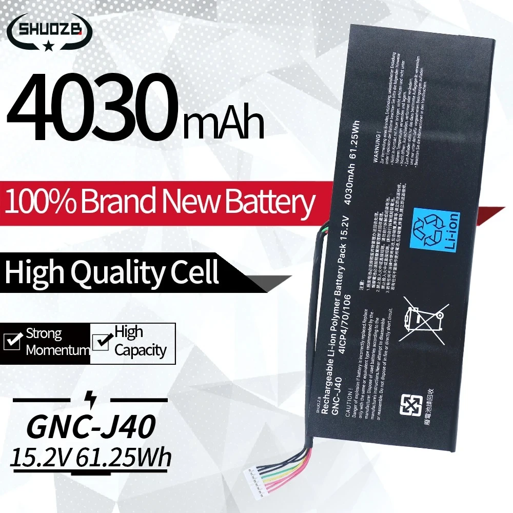 New GNC-J40 961TA013F Laptop Battery For GIGABYTE P34F P34G P34K V2 V3 V4 V5 V7 Series P34W V5 Xotic PC Edition 15.2V Free tools
New GNC-J40 961TA013F Laptop Battery For GIGABYTE P34F P34G P34K V2 V3 V4 V5 V7 Series P34W V5 Xotic PC Edition 15.2V Free tools