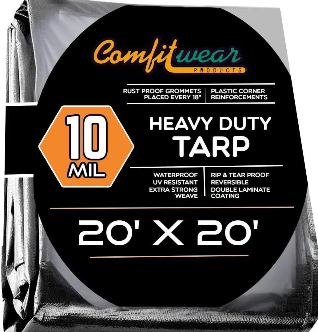20x20 Heavy Duty Silver/Black Waterproof UV Blocking 10 Mil Poly Tarp Camping Boating Outdoors
20x20 Heavy Duty Silver/Black Waterproof UV Blocking 10 Mil Poly Tarp Camping Boating Outdoors