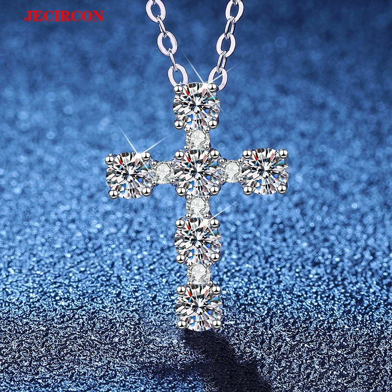 JECIRCON S925 Sterling Silver Necklace for Women, Exquisite Cross Pendant Full of 3.5mm Moissanite, Timeless Beauty, Sparkling!
JECIRCON S925 Sterling Silver Necklace for Women, Exquisite Cross Pendant Full of 3.5mm Moissanite, Timeless Beauty, Sparkling!