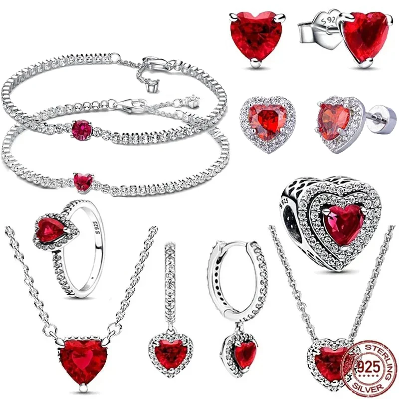 hear- shaped Love Set 925 Sterling Silver Lucky Red Heart Ring Bracelet Jewelry Women's Wedding and Engagement Jewelry
hear- shaped Love Set 925 Sterling Silver Lucky Red Heart Ring Bracelet Jewelry Women's Wedding and Engagement Jewelry