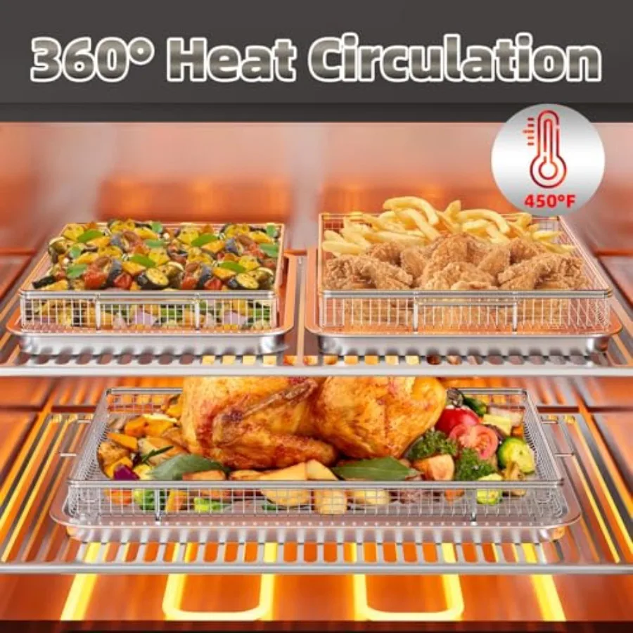Oven air fry basket set: stainless steel, black, 25 thicker for durability and even crisping, includes 3-piece magnetic cheat s
Oven air fry basket set: stainless steel, black, 25 thicker for durability and even crisping, includes 3-piece magnetic cheat s