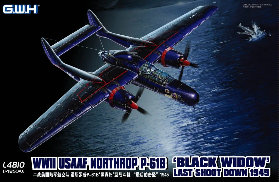 Great Wall 1/48 L4810 US Air Force P-61B Black Widow fighter assembly aircraft Scale Model Kit
Great Wall 1/48 L4810 US Air Force P-61B Black Widow fighter assembly aircraft Scale Model Kit