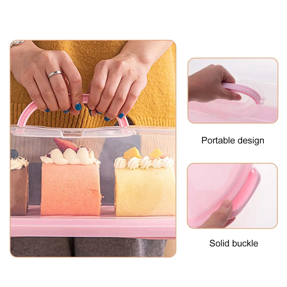 Portable Cake Box Food Container Transparent Plastic Sealing Buckle Handle Bakery Home Travel Packaging Storage Organizer
Portable Cake Box Food Container Transparent Plastic Sealing Buckle Handle Bakery Home Travel Packaging Storage Organizer