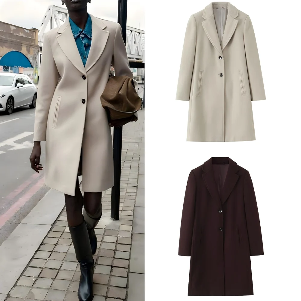 Women's new fashion with padded shoulders long style soft texture woolen coat retro long sleeved Button-up women's coat chic top
Women's new fashion with padded shoulders long style soft texture woolen coat retro long sleeved Button-up women's coat chic top