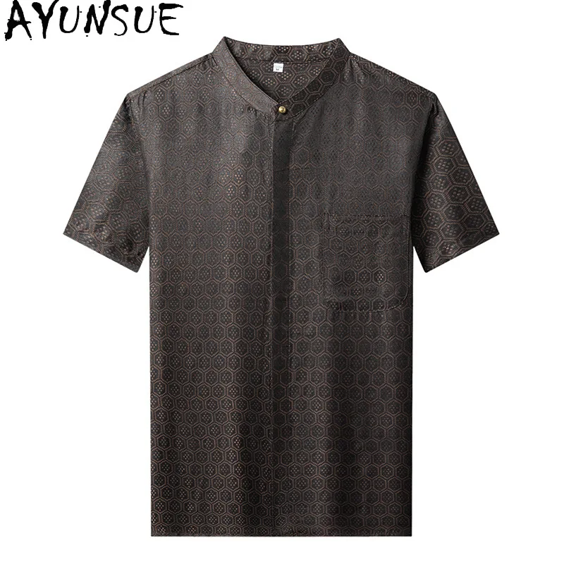 AYUNSUE 35% Mulberry Silk Shirt for Man Short Sleeve Tops Shirt Thin Vintage Mens Shirts Fashion Summer Outfit Male Brown Shirt
AYUNSUE 35% Mulberry Silk Shirt for Man Short Sleeve Tops Shirt Thin Vintage Mens Shirts Fashion Summer Outfit Male Brown Shirt