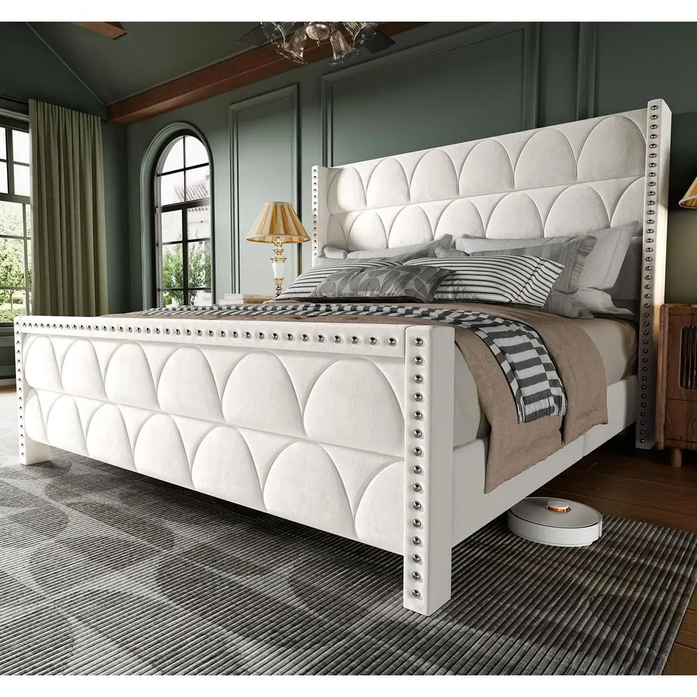 King Size Bed Frame with 56 Headboard Velvet Upholstered Wingback Platform Bed Frame, Noise Free, Sturdy Wooden Slat Support Cr
King Size Bed Frame with 56 Headboard Velvet Upholstered Wingback Platform Bed Frame, Noise Free, Sturdy Wooden Slat Support Cr