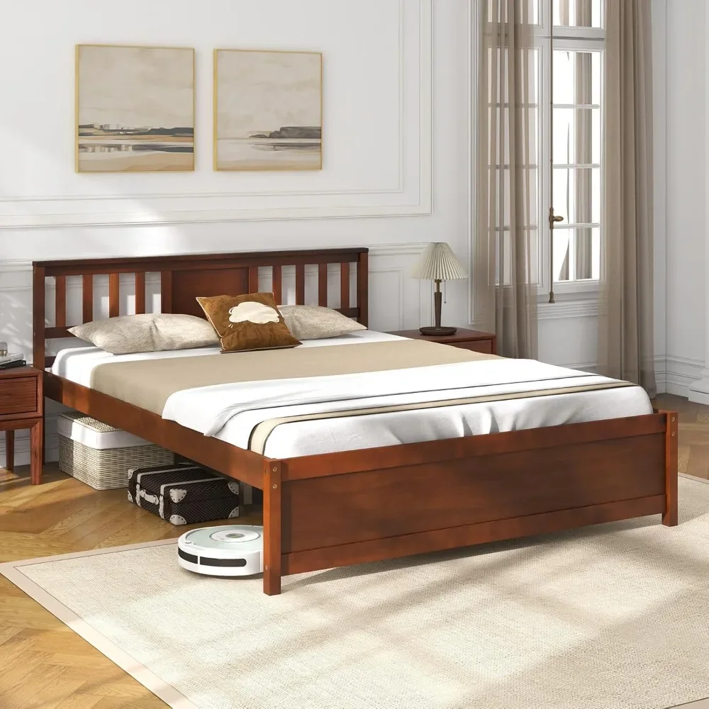 Queen Size Solid Wood Platform Bed Frame, Mid Century Queen Bed Frame with Headboard, Wood Slat Support, Panel Bed
Queen Size Solid Wood Platform Bed Frame, Mid Century Queen Bed Frame with Headboard, Wood Slat Support, Panel Bed