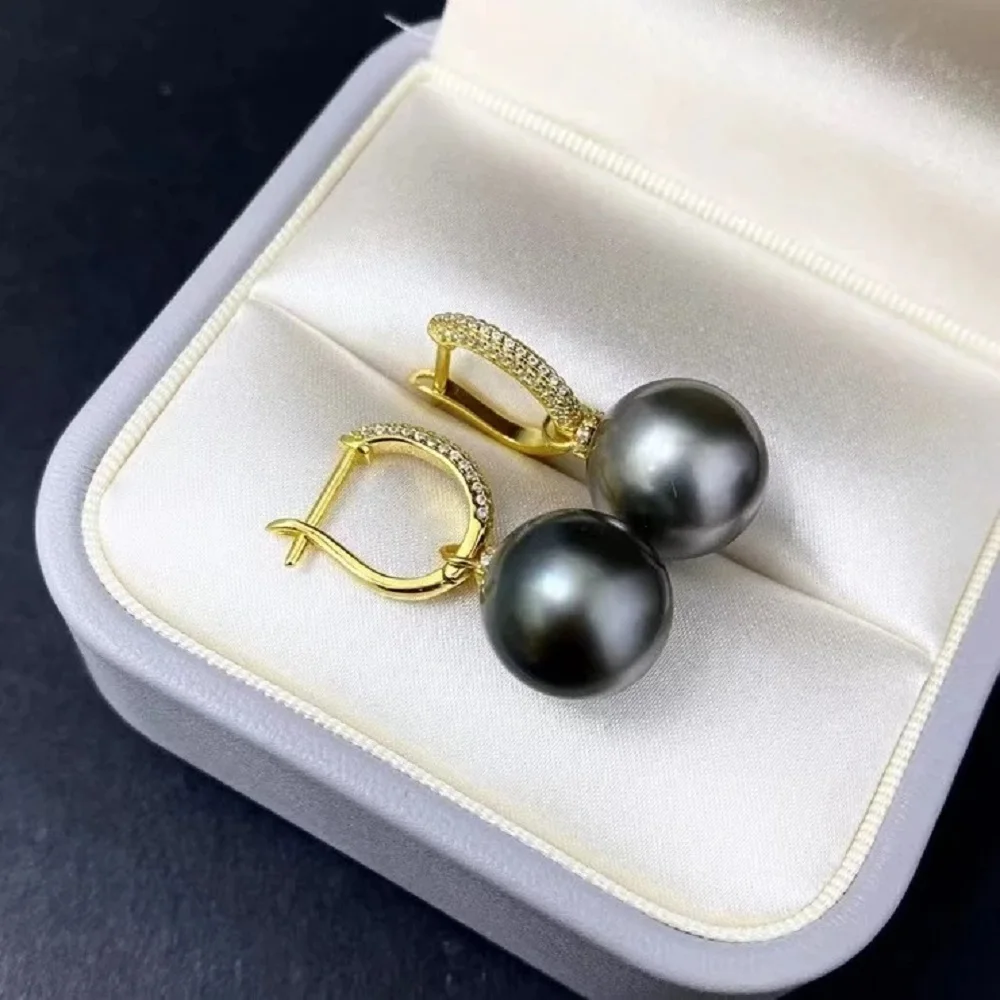 Fashion earrings AAAA10-11mm natural Tahitian round pearl earrings 925s
Fashion earrings AAAA10-11mm natural Tahitian round pearl earrings 925s