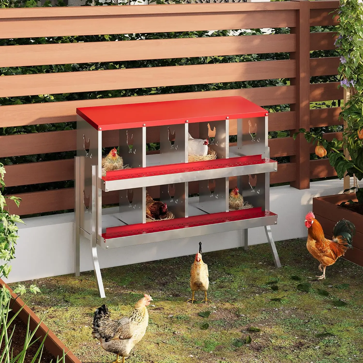 Chicken Nesting Box, 8 Compartment Metal Nesting Box, Chicken Nesting Boxes for Laying Eggs for Hens Ducks and Poultry
Chicken Nesting Box, 8 Compartment Metal Nesting Box, Chicken Nesting Boxes for Laying Eggs for Hens Ducks and Poultry