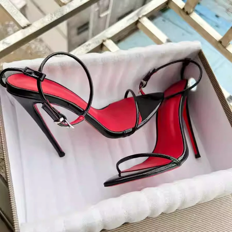 2024 Summer New Sexy Thin Heels with Red Bottom High Heels for Women, Black Lacquered Leather One Button Sandals with Open Toes
2024 Summer New Sexy Thin Heels with Red Bottom High Heels for Women, Black Lacquered Leather One Button Sandals with Open Toes