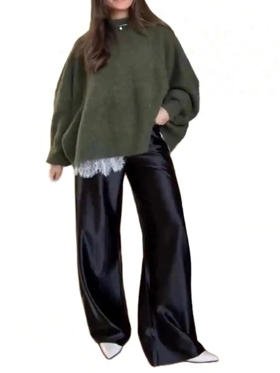 Women Satin Wide Leg Pants Casual Elastic High Waist Loose Fit Lounge Trousers
Women Satin Wide Leg Pants Casual Elastic High Waist Loose Fit Lounge Trousers