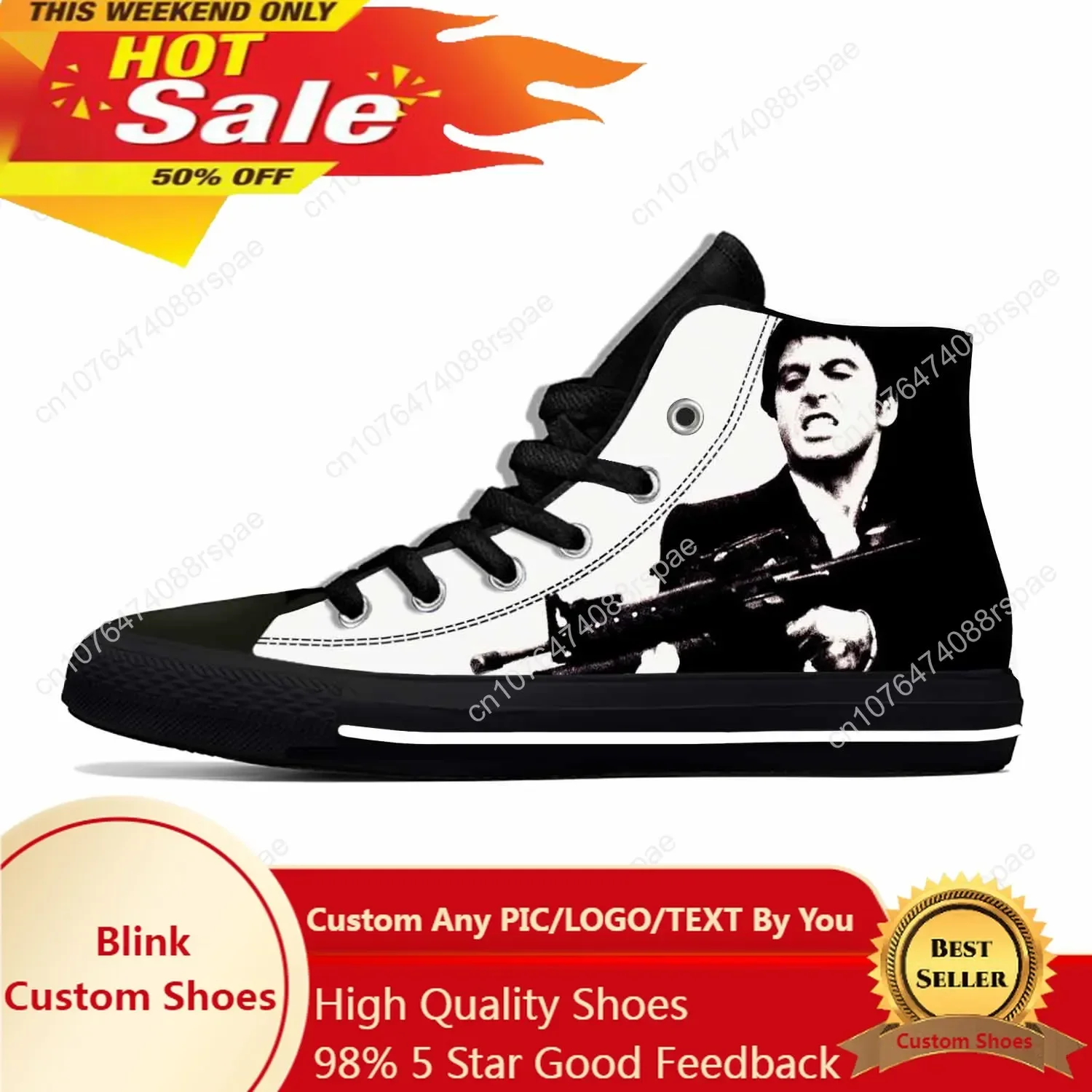 Hot Scarface Tony Montana Movie Anime Cartoon Casual Shoes High Top Lightweight Summer Board Shoes Breathable Men Women Sneakers
Hot Scarface Tony Montana Movie Anime Cartoon Casual Shoes High Top Lightweight Summer Board Shoes Breathable Men Women Sneakers