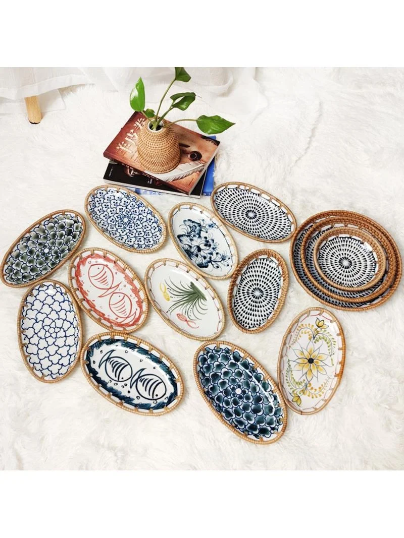 Rattan Woven Ceramic Fruit Plate Tea Room Snack Plate Japanese Style Home Living Room Small Treats Plate Tea Snacks Dish
Rattan Woven Ceramic Fruit Plate Tea Room Snack Plate Japanese Style Home Living Room Small Treats Plate Tea Snacks Dish