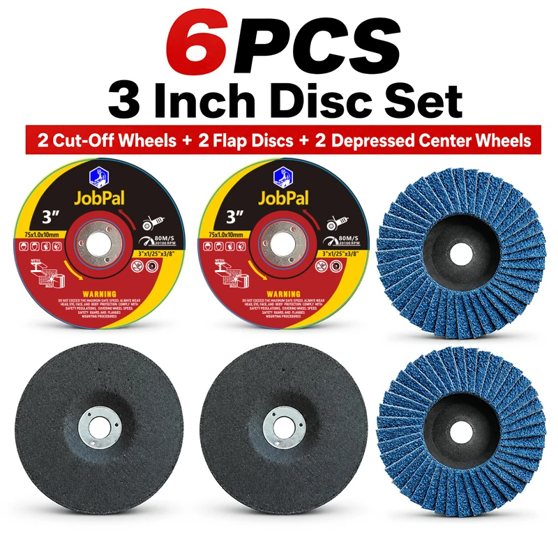 6Pcs 3" Abrasive Disc Combo Kit,3in Cutoff/Flap/Depressed Center Grinding Wheels for Mini Angle Grinder Metal Cutting Rust Clean
6Pcs 3" Abrasive Disc Combo Kit,3in Cutoff/Flap/Depressed Center Grinding Wheels for Mini Angle Grinder Metal Cutting Rust Clean