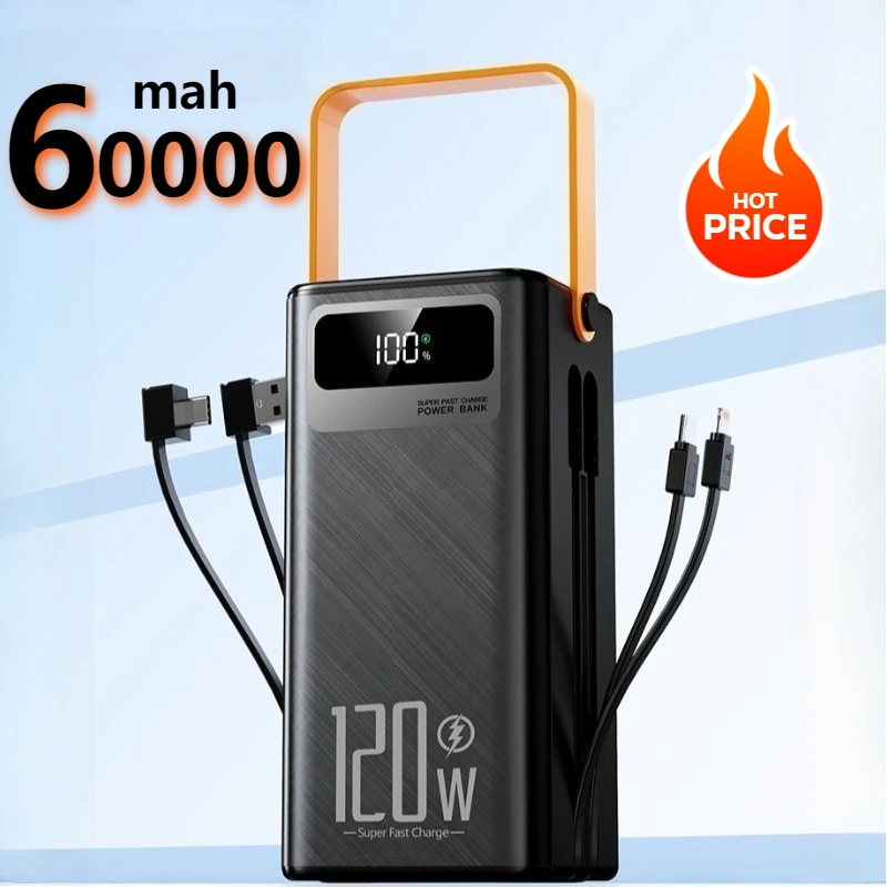 Powerbank 50000/60000 мАч Зарядное устройство Портативный мобильный аккумулятор большой емкости 120 Вт Быстрое зарядное устройство USB Type-C Внешняя батарея для телефона
Powerbank 50000/60000 мАч Зарядное устройство Портативный мобильный аккумулятор большой емкости 120 Вт Быстрое зарядное устройство USB Type-C Внешняя батарея для телефона