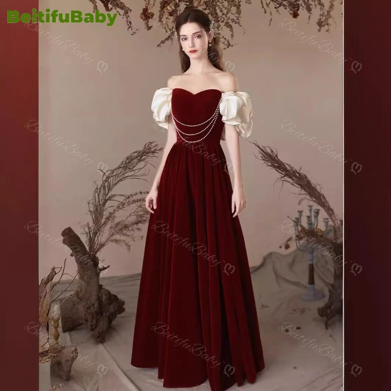 BeitifuBaby Wedding Party Dresses for Women Elegant Velvet Off The Shoulder Beading Banquet Gown Women's Evening Dress Vestidos
BeitifuBaby Wedding Party Dresses for Women Elegant Velvet Off The Shoulder Beading Banquet Gown Women's Evening Dress Vestidos