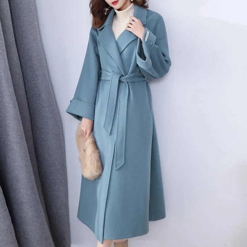 Winter Wool Coat Long Bandage Woolen Coat Cardigan Loose Plus Size Outwear With Pocket Turn Down Collar Overcoat Plus Size C-17
Winter Wool Coat Long Bandage Woolen Coat Cardigan Loose Plus Size Outwear With Pocket Turn Down Collar Overcoat Plus Size C-17