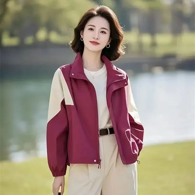 Casual Short Contrasting Color Stand up Collar Spring Autumn Jacket for Women New Loose Cardigan top sun Protection Coat Trendy
Casual Short Contrasting Color Stand up Collar Spring Autumn Jacket for Women New Loose Cardigan top sun Protection Coat Trendy