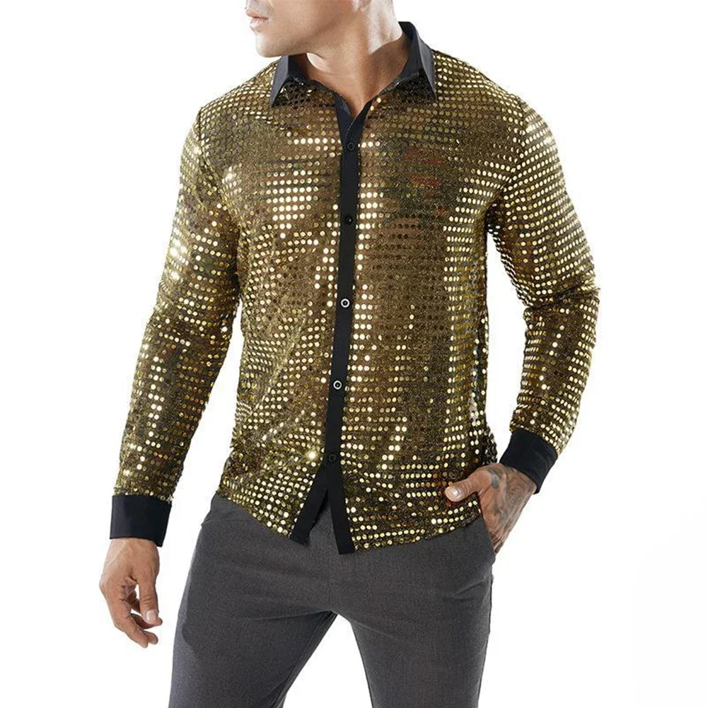 Men Sequined Shirt For Men Daily Male Shirts Fall Polyester + Mesh + Sequin Sparkly Silver Spring High Quality
Men Sequined Shirt For Men Daily Male Shirts Fall Polyester + Mesh + Sequin Sparkly Silver Spring High Quality
