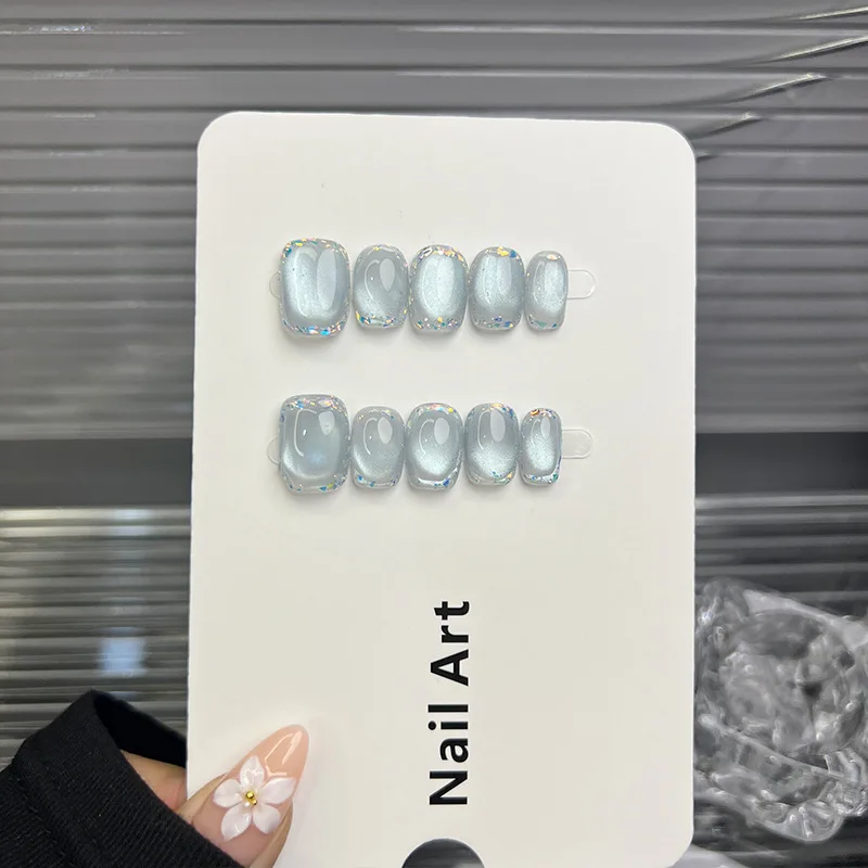 10Pcs Handmade Nails Summer-inspired Translucent Glass Bead Cat-eye Nails with A Cool Crisp Look These Press-on Nails
10Pcs Handmade Nails Summer-inspired Translucent Glass Bead Cat-eye Nails with A Cool Crisp Look These Press-on Nails