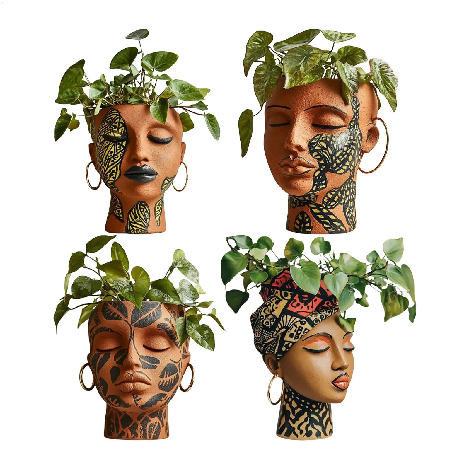 Resin African Goddess Face Flower Pot Home Vase Decor Plant Pots With Drainage Hole Green Plants Pot For Home Decoration
Resin African Goddess Face Flower Pot Home Vase Decor Plant Pots With Drainage Hole Green Plants Pot For Home Decoration