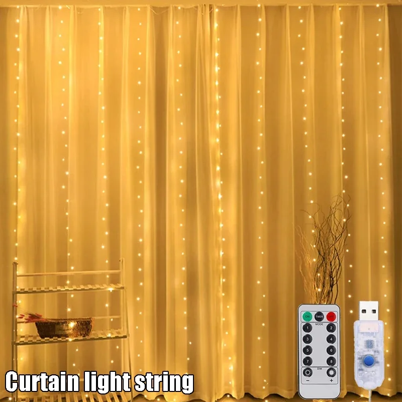 LED Curtain Light String USB String Lights Remote Control 8 Modes Lights for Holidays Wedding Party Christmas Decorations
LED Curtain Light String USB String Lights Remote Control 8 Modes Lights for Holidays Wedding Party Christmas Decorations