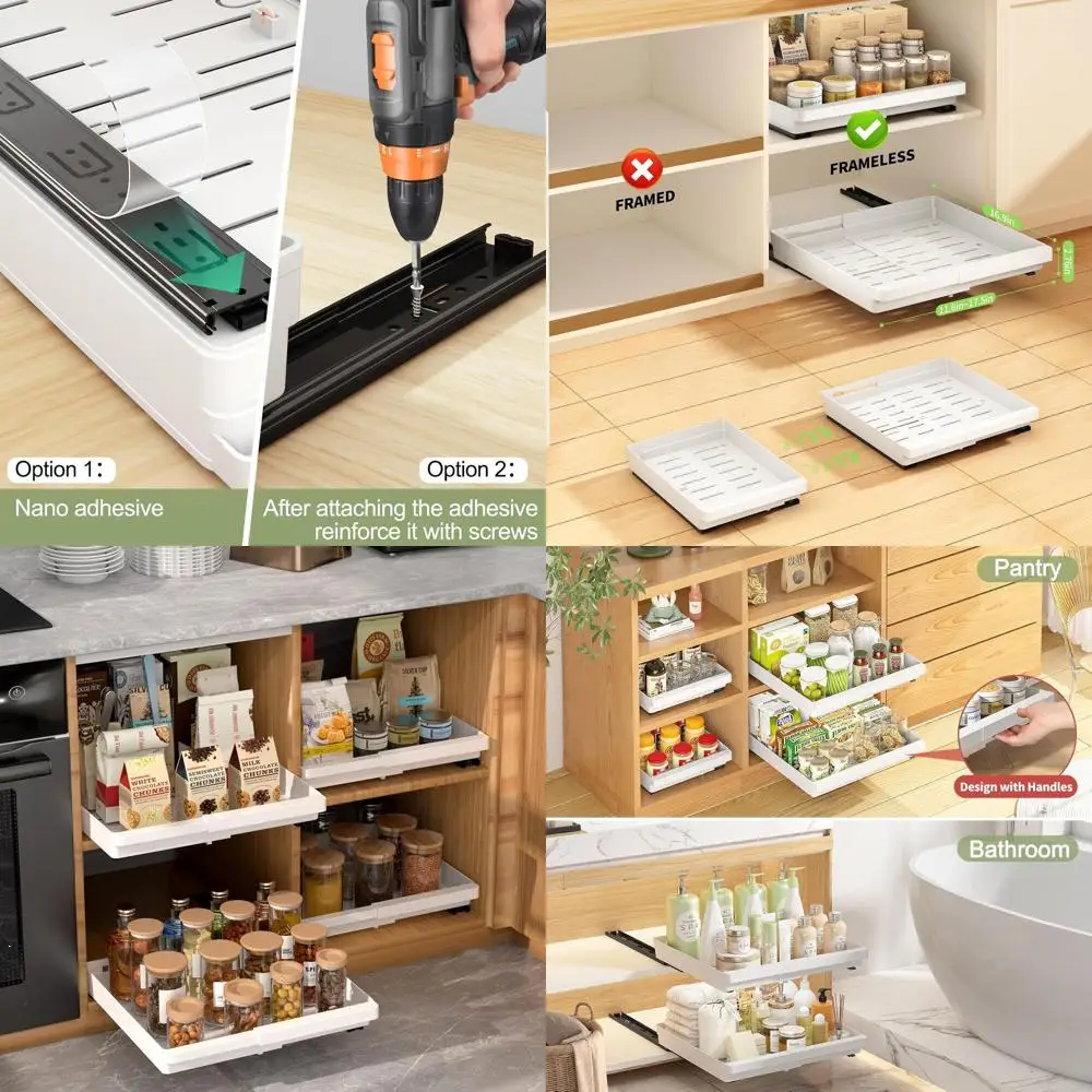 Expandable Plastic Pull-Out Drawer Organizers for Kitchen, Bathroom, and Pantry Storage (11.6-17.5) with Adhesive Nano Film (Whi
Expandable Plastic Pull-Out Drawer Organizers for Kitchen, Bathroom, and Pantry Storage (11.6-17.5) with Adhesive Nano Film (Whi