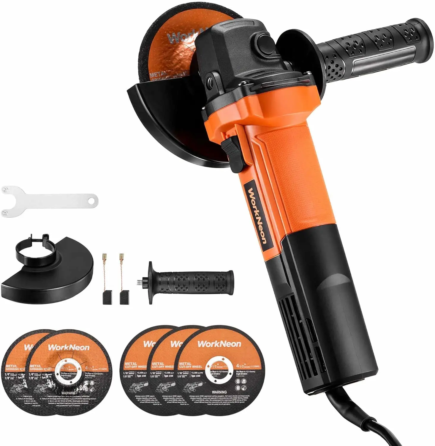 850W 11000RPM High Torque Angle Grinder with Auxiliary Handle & 5 Wheels for Metal Cutting, Polishing, Rust Removal
850W 11000RPM High Torque Angle Grinder with Auxiliary Handle & 5 Wheels for Metal Cutting, Polishing, Rust Removal