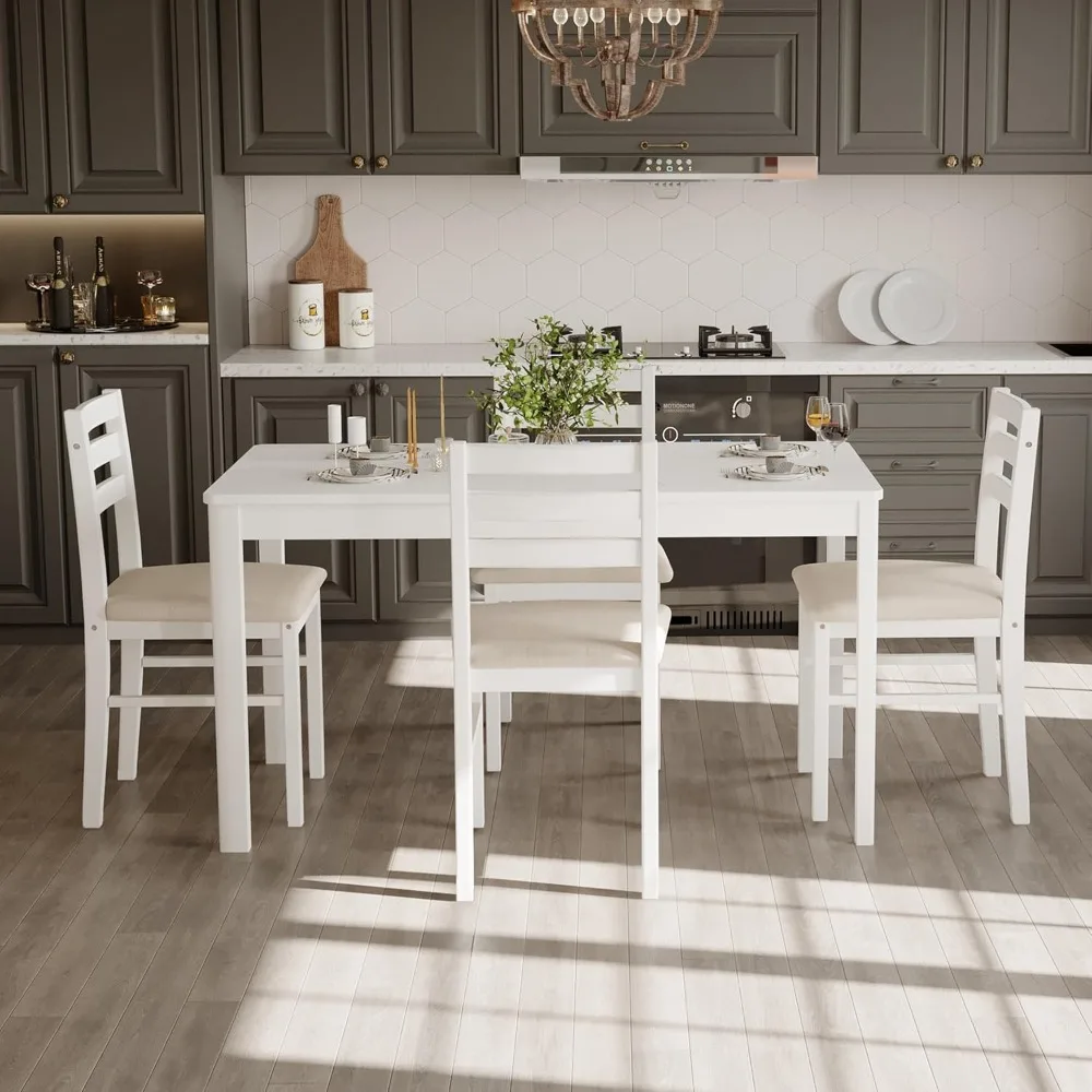 5-piece Solid Wood Indoor Modern Rectangular Dining Table, Suitable for 4 People, 4 Sets of Tables and Chairs with Soft Cushions
5-piece Solid Wood Indoor Modern Rectangular Dining Table, Suitable for 4 People, 4 Sets of Tables and Chairs with Soft Cushions