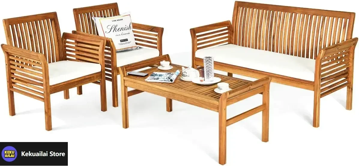 4 Piece Outdoor Acacia Wood Sofa Set with Water Resistant Cushions, Padded Patio Conversation Table Chair Set w/Coffee Table
4 Piece Outdoor Acacia Wood Sofa Set with Water Resistant Cushions, Padded Patio Conversation Table Chair Set w/Coffee Table