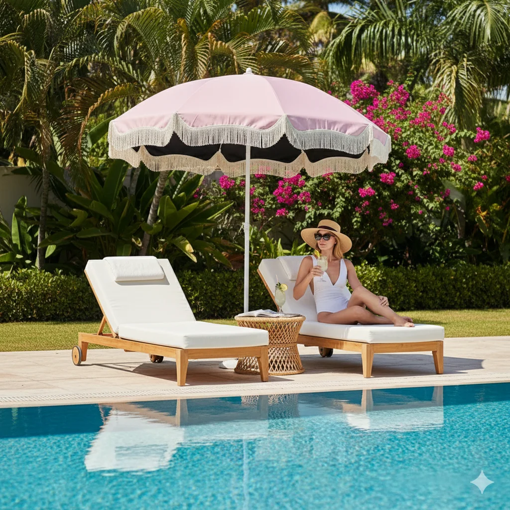 Romantic Pink Outdoor Sunshade Umbrella with Tassel Design Portable Beach Courtyard Glue Sun Protection No Base Required
Romantic Pink Outdoor Sunshade Umbrella with Tassel Design Portable Beach Courtyard Glue Sun Protection No Base Required