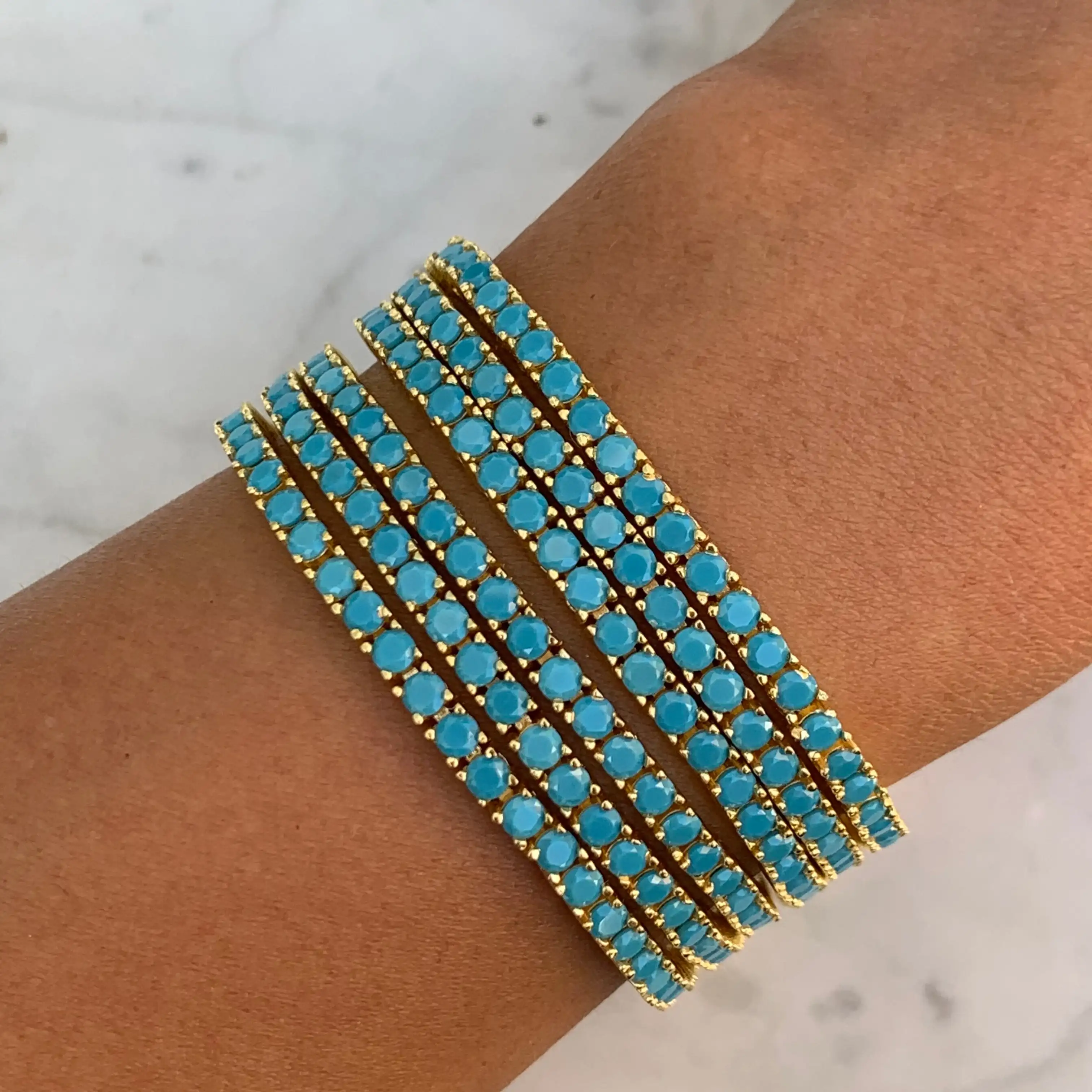 2025 Trendy Gold Color Blue Turquoises Stone 3MM Tennis Chain Bracelet For Women Fashion Wedding Party Jewelry
2025 Trendy Gold Color Blue Turquoises Stone 3MM Tennis Chain Bracelet For Women Fashion Wedding Party Jewelry