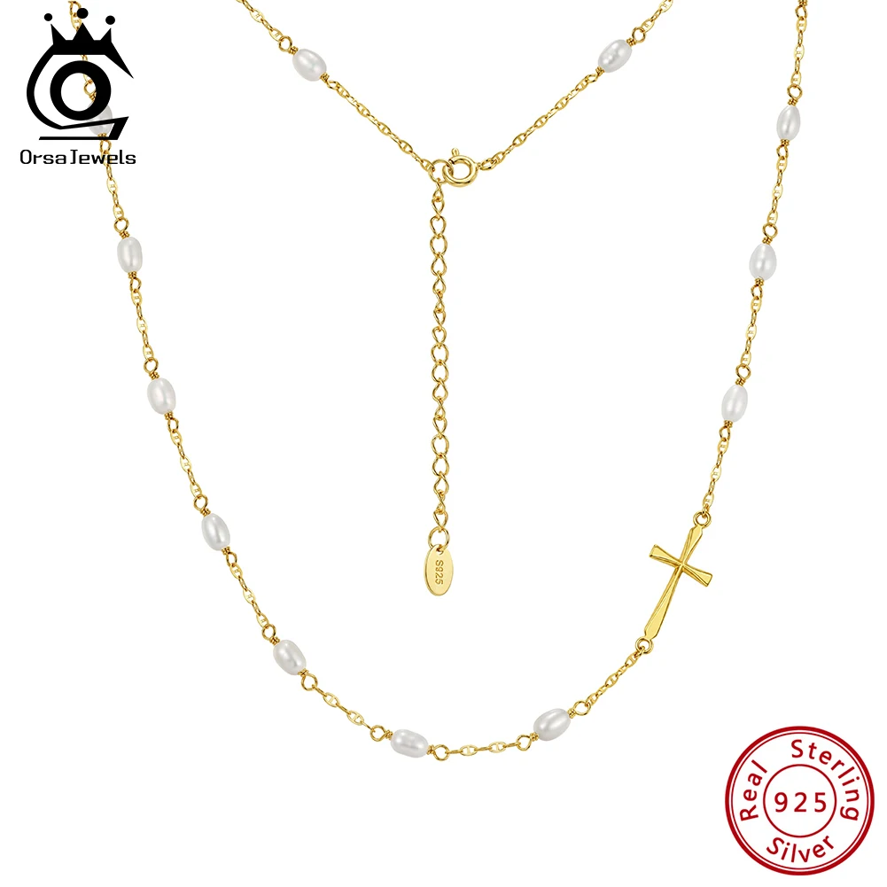 ORSA JEWELS 925 Sterling Silver Vintage Cross Chain Necklace Natural Pearls Charm Choker Chain Women Prayer Jewelry Gift GPN106
ORSA JEWELS 925 Sterling Silver Vintage Cross Chain Necklace Natural Pearls Charm Choker Chain Women Prayer Jewelry Gift GPN106