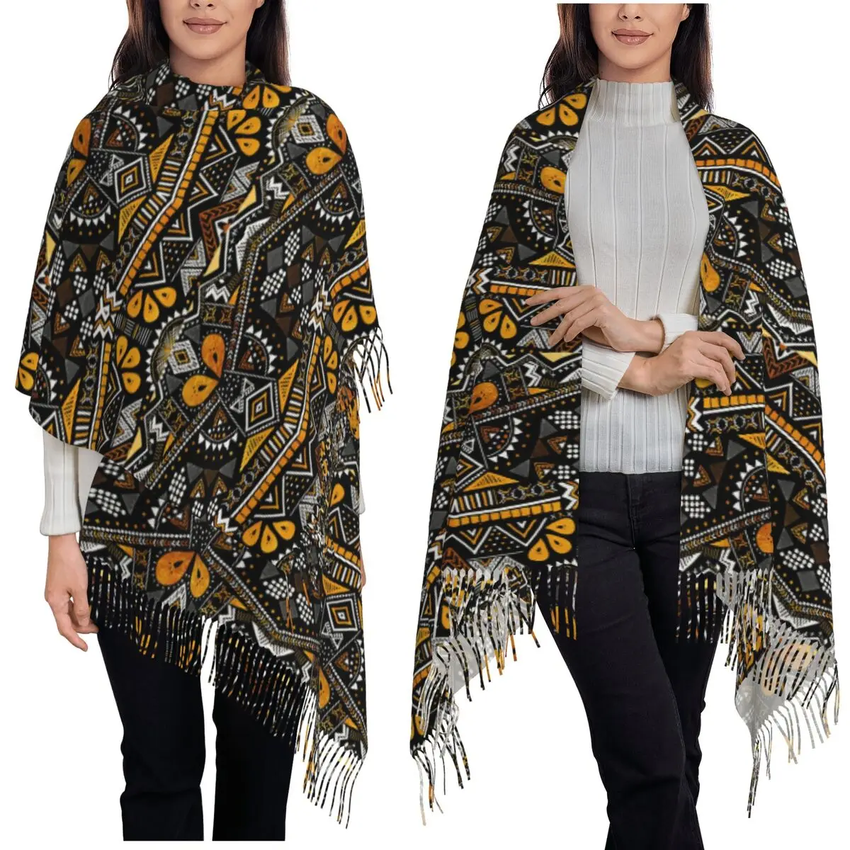 Шарф с кисточками в геометрическом этническом стиле для женщин, мягкие теплые шали и накидки, большая осенне-зимняя шаль 
Шарф с кисточками в геометрическом этническом стиле для женщин, мягкие теплые шали и накидки, большая осенне-зимняя шаль