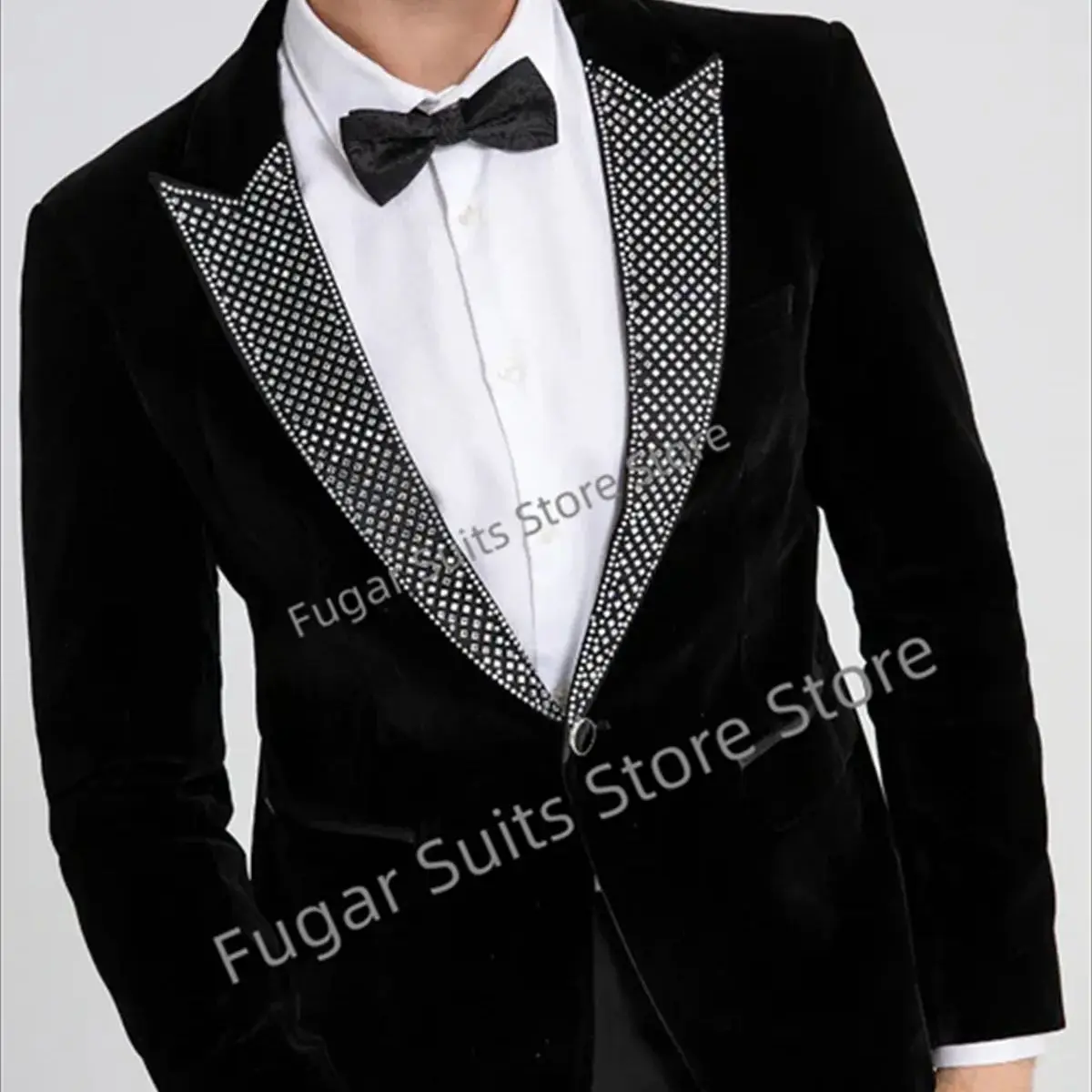 Luxury Rhinestone Velvet Black Elegant Suits For Men Slim Fit Peak Lapel Groom Tuxedos 2 Pcs Business Male Blazer Costume Homme
Luxury Rhinestone Velvet Black Elegant Suits For Men Slim Fit Peak Lapel Groom Tuxedos 2 Pcs Business Male Blazer Costume Homme