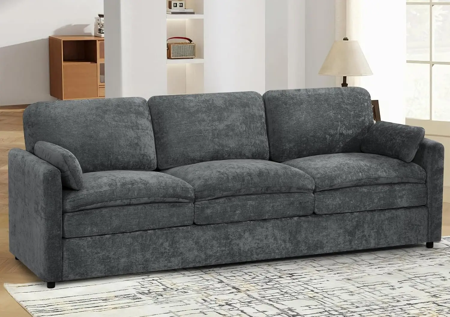 89" Chenille Soft Sofa w/Well-Filled Backrests, Modern Couch w/Plump Pillows, 3 Seater Upholstered Couch w/Thick &, Custom
89" Chenille Soft Sofa w/Well-Filled Backrests, Modern Couch w/Plump Pillows, 3 Seater Upholstered Couch w/Thick &, Custom