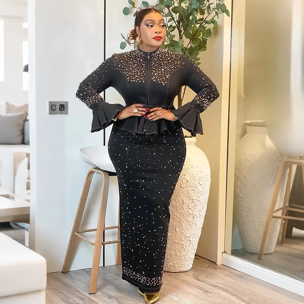 Plus Size Turkey Wedding Party Dresses African Clothes for Women 2 PCS Sets Tops and Skirts Suits Dashiki Ankara Denim Outfit
Plus Size Turkey Wedding Party Dresses African Clothes for Women 2 PCS Sets Tops and Skirts Suits Dashiki Ankara Denim Outfit