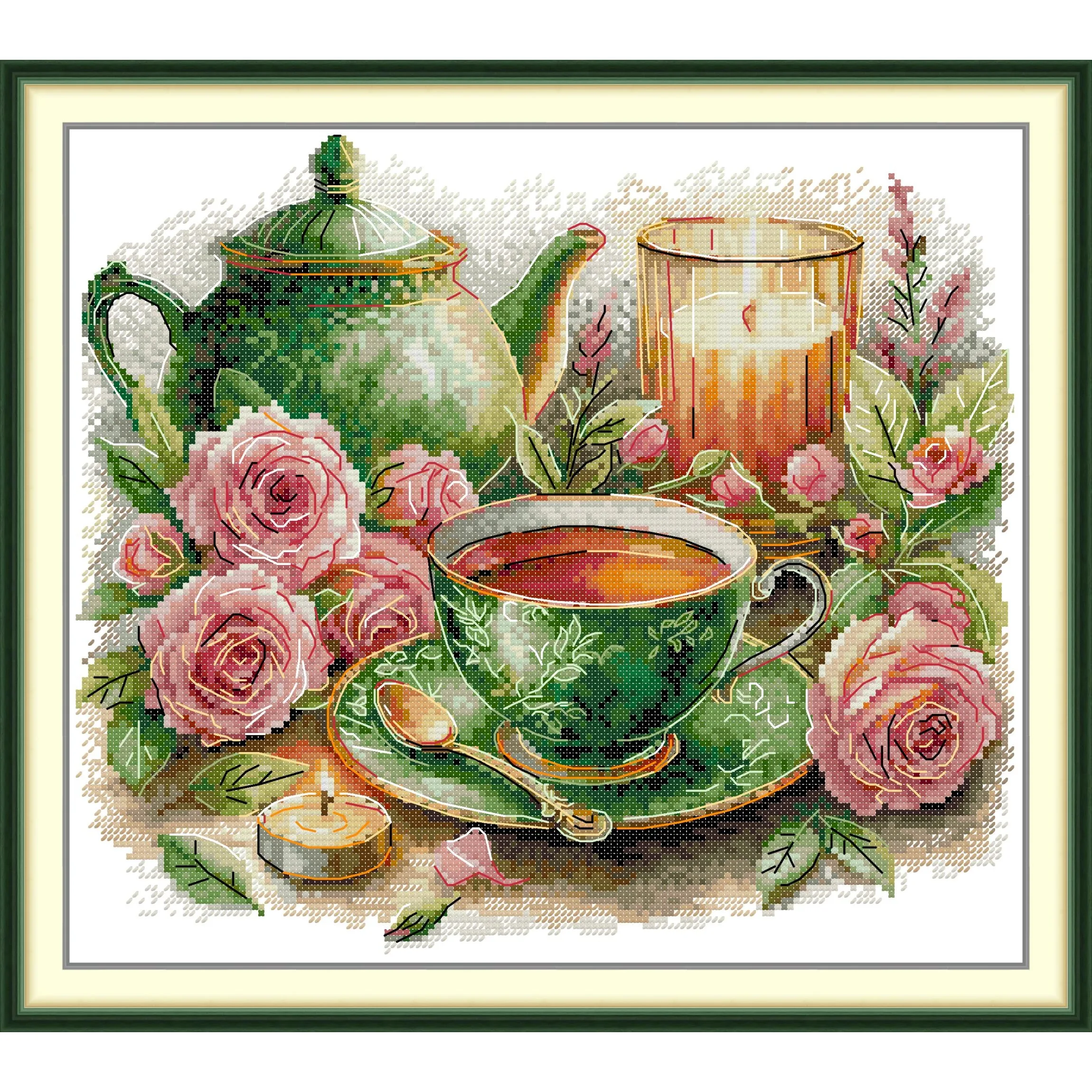 Soulgift News Pre-Printed Cross Stitch Kit, Stamped Aida Fabric with DMC Threads, Embroidery Kit - A Romantic Afternoon Tea
Soulgift News Pre-Printed Cross Stitch Kit, Stamped Aida Fabric with DMC Threads, Embroidery Kit - A Romantic Afternoon Tea