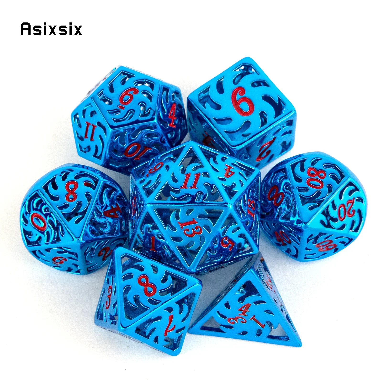 7 Pcs Blue Red Rotary Windmill Metal Dice Hollow Metal Polyhedral Dice Set Suitable for Role-Playing RPG Board Game Gift
7 Pcs Blue Red Rotary Windmill Metal Dice Hollow Metal Polyhedral Dice Set Suitable for Role-Playing RPG Board Game Gift