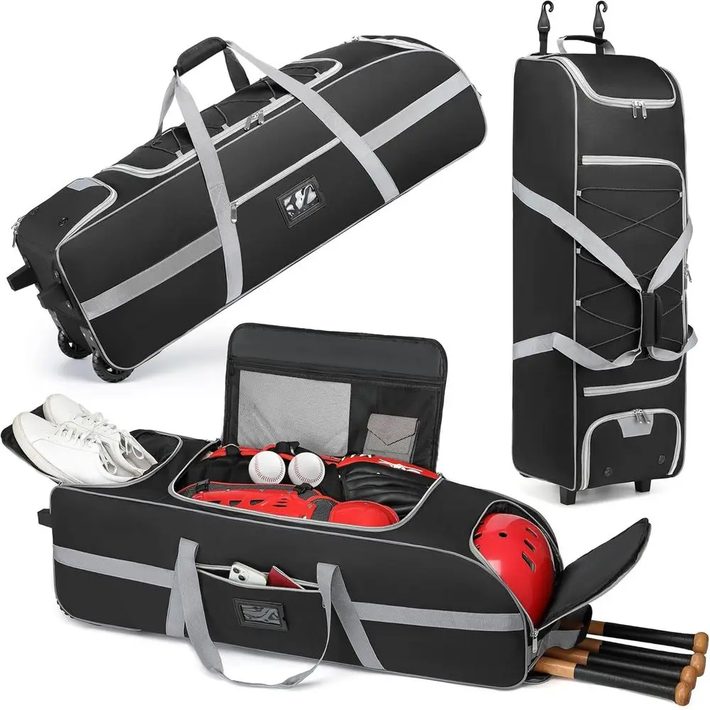 Wheeled Baseball Catcher Bag for 4 Bats, Portable Equipment Holder with Multiple Pockets (99x30x30cm)
Wheeled Baseball Catcher Bag for 4 Bats, Portable Equipment Holder with Multiple Pockets (99x30x30cm)